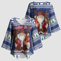 Funny Finland Christmas Kimono Sleeve Blouse Hauskaa Joulua Joulupukki - Wonder Print Shop