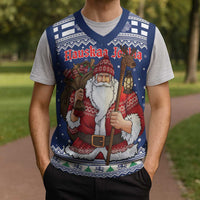 Funny Finland Christmas Knitted V-Neck Vest Hauskaa Joulua Joulupukki - Wonder Print Shop