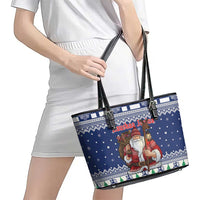 Funny Finland Christmas Leather Tote Bag Hauskaa Joulua Joulupukki - Wonder Print Shop