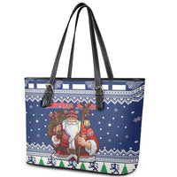 Funny Finland Christmas Leather Tote Bag Hauskaa Joulua Joulupukki - Wonder Print Shop