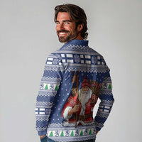 Funny Finland Christmas Long Sleeve Polo Shirt Hauskaa Joulua Joulupukki - Wonder Print Shop