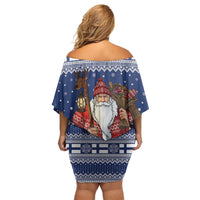 Funny Finland Christmas Off Shoulder Short Dress Hauskaa Joulua Joulupukki - Wonder Print Shop