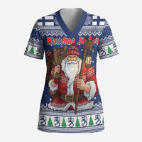 Funny Finland Christmas Scrub Top Hauskaa Joulua Joulupukki - Wonder Print Shop