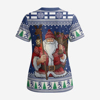 Funny Finland Christmas Scrub Top Hauskaa Joulua Joulupukki - Wonder Print Shop
