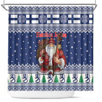 Funny Finland Christmas Shower Curtain Hauskaa Joulua Joulupukki - Wonder Print Shop