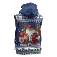 Funny Finland Christmas Sleeveless Hoodie Hauskaa Joulua Joulupukki - Wonder Print Shop