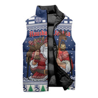 Funny Finland Christmas Sleeveless Puffer Jacket Hauskaa Joulua Joulupukki - Wonder Print Shop
