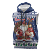 Funny Finland Christmas Sleeveless Zip Hoodie Hauskaa Joulua Joulupukki - Wonder Print Shop
