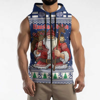 Funny Finland Christmas Sleeveless Zip Hoodie Hauskaa Joulua Joulupukki - Wonder Print Shop