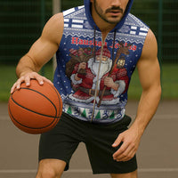 Funny Finland Christmas Sleeveless Zip Hoodie Hauskaa Joulua Joulupukki - Wonder Print Shop