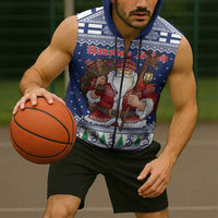 Funny Finland Christmas Sleeveless Zip Hoodie Hauskaa Joulua Joulupukki - Wonder Print Shop