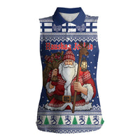 Funny Finland Christmas Women Sleeveless Polo Shirt Hauskaa Joulua Joulupukki - Wonder Print Shop