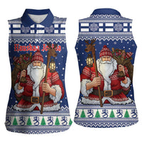 Funny Finland Christmas Women Sleeveless Polo Shirt Hauskaa Joulua Joulupukki - Wonder Print Shop