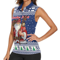 Funny Finland Christmas Women Sleeveless Polo Shirt Hauskaa Joulua Joulupukki - Wonder Print Shop