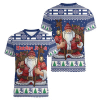 Funny Finland Christmas Women V-Neck T-Shirt Hauskaa Joulua Joulupukki - Wonder Print Shop