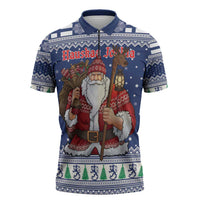 Funny Finland Christmas Zipper Polo Shirt Hauskaa Joulua Joulupukki - Wonder Print Shop