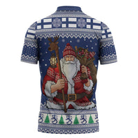Funny Finland Christmas Zipper Polo Shirt Hauskaa Joulua Joulupukki - Wonder Print Shop