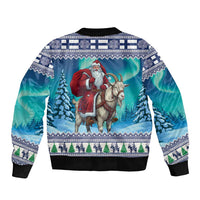 Finland Joulupukki Christmas Bomber Jacket Riding the Yule Goat - Wonder Print Shop
