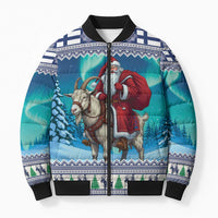 Finland Joulupukki Christmas Bomber Puffer Jacket Riding the Yule Goat - Wonder Print Shop