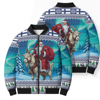 Finland Joulupukki Christmas Bomber Puffer Jacket Riding the Yule Goat - Wonder Print Shop