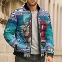 Finland Joulupukki Christmas Bomber Puffer Jacket Riding the Yule Goat - Wonder Print Shop