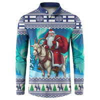 Finland Joulupukki Christmas Button Sweatshirt Riding the Yule Goat - Wonder Print Shop