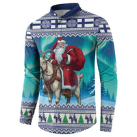 Finland Joulupukki Christmas Button Sweatshirt Riding the Yule Goat - Wonder Print Shop