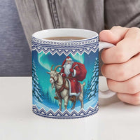 Finland Joulupukki Christmas Ceramic Mug Riding the Yule Goat - Wonder Print Shop