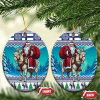 Finland Joulupukki Christmas Ceramic Ornament Riding the Yule Goat - Wonder Print Shop