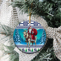 Finland Joulupukki Christmas Ceramic Ornament Riding the Yule Goat - Wonder Print Shop