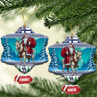 Finland Joulupukki Christmas Ceramic Ornament Riding the Yule Goat - Wonder Print Shop