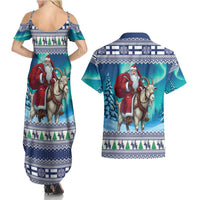 Finland Joulupukki Christmas Couples Matching Summer Maxi Dress and Hawaiian Shirt Riding the Yule Goat - Wonder Print Shop