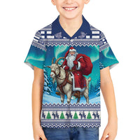 Finland Joulupukki Christmas Family Matching Long Sleeve Bodycon Dress and Hawaiian Shirt Riding the Yule Goat - Wonder Print Shop