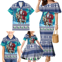 Finland Joulupukki Christmas Family Matching Mermaid Dress and Hawaiian Shirt Riding the Yule Goat - Wonder Print Shop