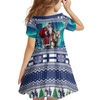 Finland Joulupukki Christmas Family Matching Off The Shoulder Long Sleeve Dress and Hawaiian Shirt Riding the Yule Goat - Wonder Print Shop