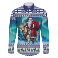 Finland Joulupukki Christmas Family Matching Off The Shoulder Long Sleeve Dress and Hawaiian Shirt Riding the Yule Goat - Wonder Print Shop