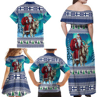 Finland Joulupukki Christmas Family Matching Off Shoulder Maxi Dress and Hawaiian Shirt Riding the Yule Goat - Wonder Print Shop
