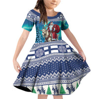 Finland Joulupukki Christmas Family Matching Off Shoulder Short Dress and Hawaiian Shirt Riding the Yule Goat - Wonder Print Shop