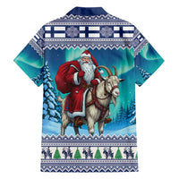 Finland Joulupukki Christmas Family Matching Off Shoulder Short Dress and Hawaiian Shirt Riding the Yule Goat - Wonder Print Shop