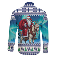 Finland Joulupukki Christmas Family Matching Off Shoulder Short Dress and Hawaiian Shirt Riding the Yule Goat - Wonder Print Shop