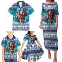 Finland Joulupukki Christmas Family Matching Puletasi and Hawaiian Shirt Riding the Yule Goat - Wonder Print Shop