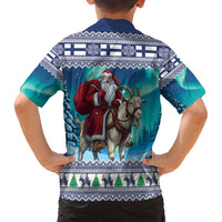 Finland Joulupukki Christmas Family Matching Summer Maxi Dress and Hawaiian Shirt Riding the Yule Goat - Wonder Print Shop