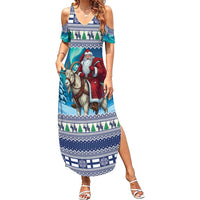 Finland Joulupukki Christmas Family Matching Summer Maxi Dress and Hawaiian Shirt Riding the Yule Goat - Wonder Print Shop