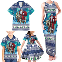 Finland Joulupukki Christmas Family Matching Tank Maxi Dress and Hawaiian Shirt Riding the Yule Goat - Wonder Print Shop