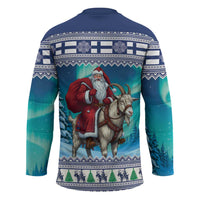 Finland Joulupukki Christmas Hockey Jersey Riding the Yule Goat - Wonder Print Shop
