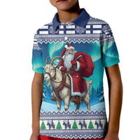 Finland Joulupukki Christmas Kid Polo Shirt Riding the Yule Goat - Wonder Print Shop