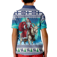 Finland Joulupukki Christmas Kid Polo Shirt Riding the Yule Goat - Wonder Print Shop