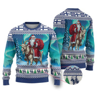 Finland Joulupukki Christmas Ugly Christmas Sweater Riding the Yule Goat - Wonder Print Shop