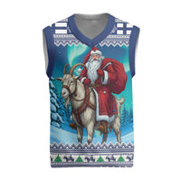 Finland Joulupukki Christmas Knitted V-Neck Vest Riding the Yule Goat - Wonder Print Shop