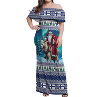 Finland Joulupukki Christmas Off Shoulder Maxi Dress Riding the Yule Goat - Wonder Print Shop